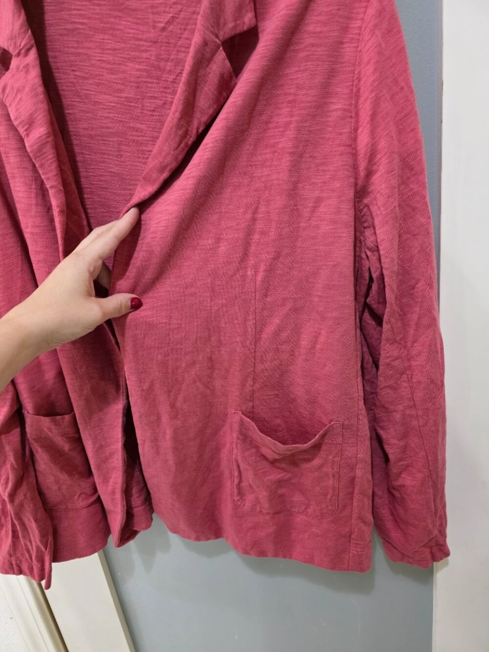 CHICO'S XXL (4) Pink Cotton Modal Open Cardigan Sweater Plus Size Knit Blazer - Picture 5 of 11